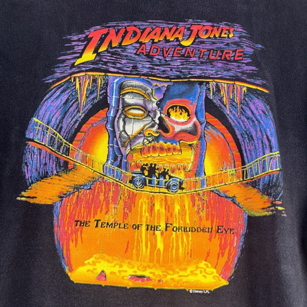 Vintage 1995 Indiana Jones Adventure Sweatshirt Long Sleeve XL Uber RARE! Black